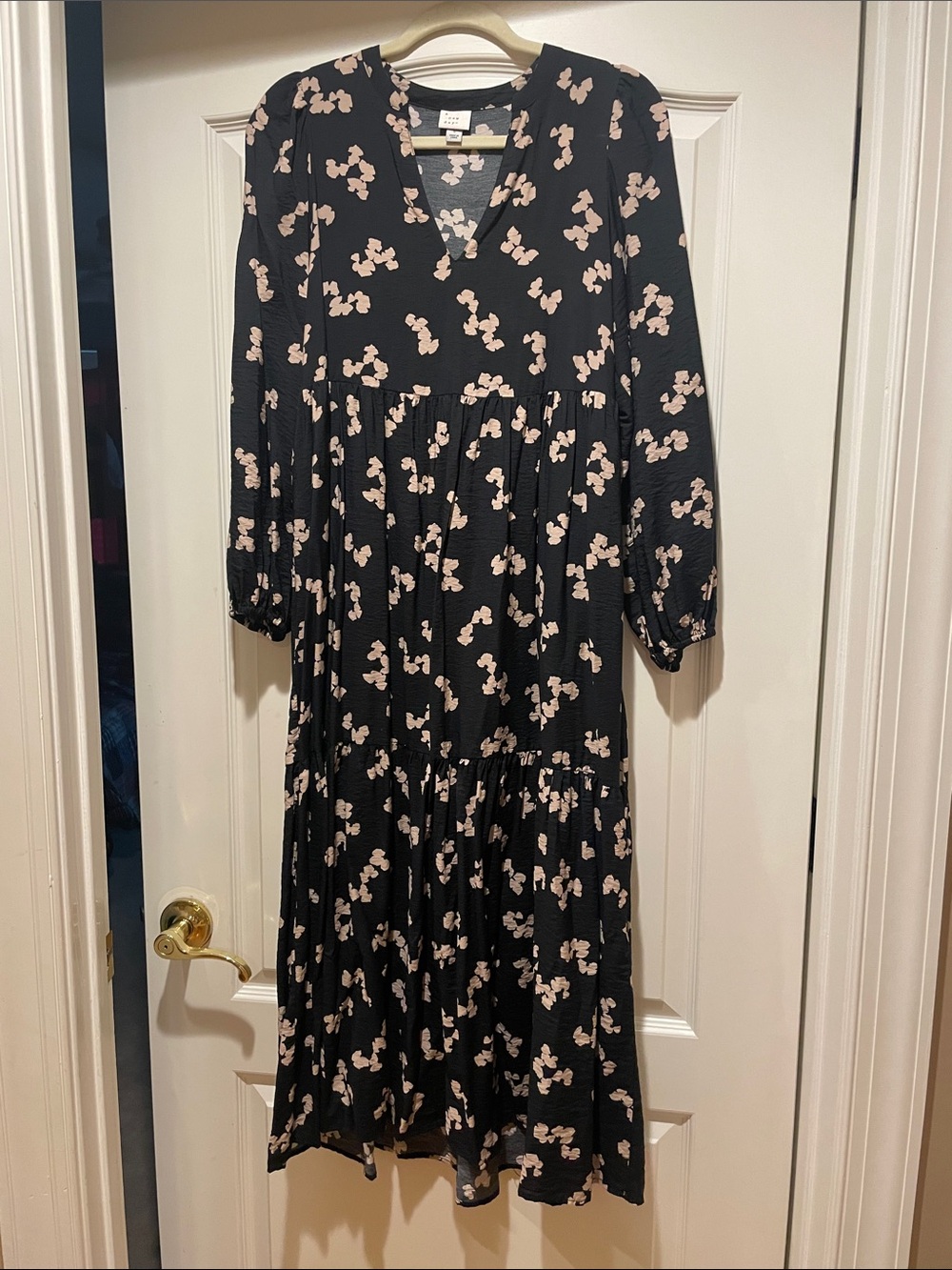 a new day Black Midi Dress with Tan Floral Print